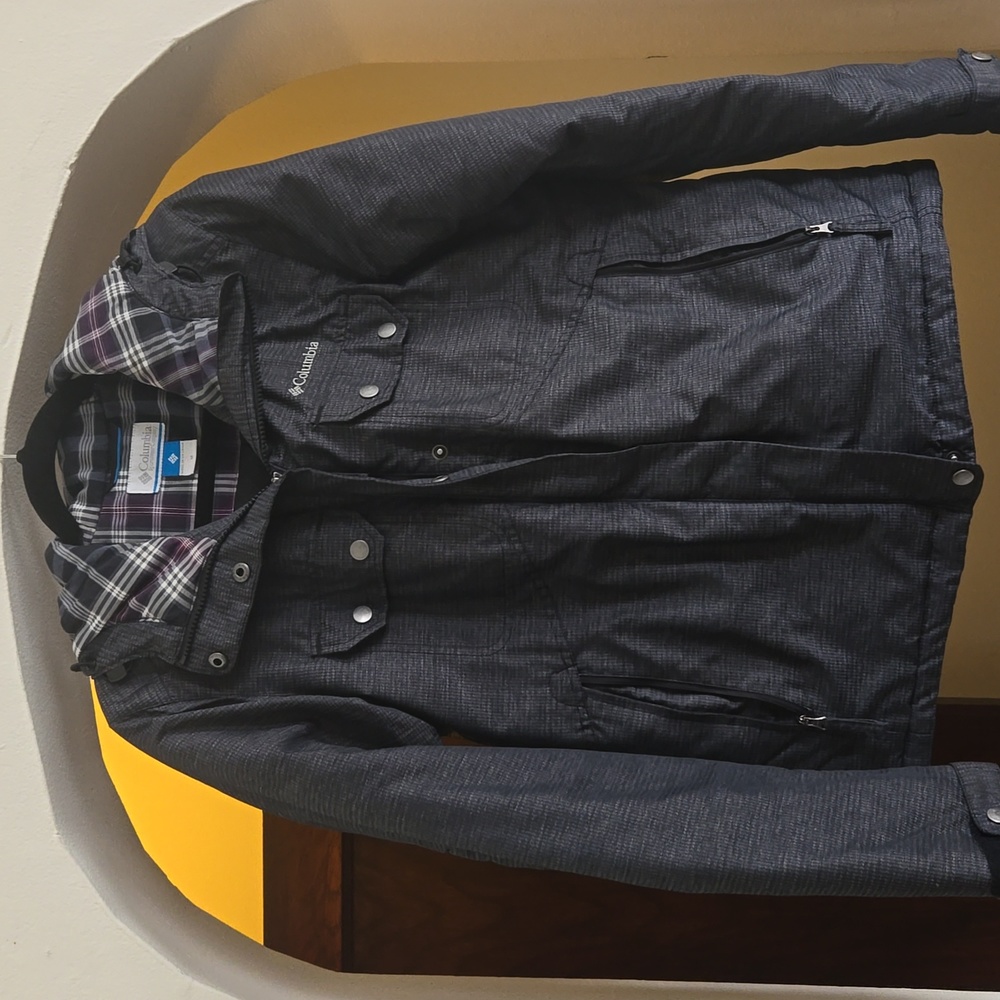Grey/Purple Plaid Columbia Jacket Size Medium